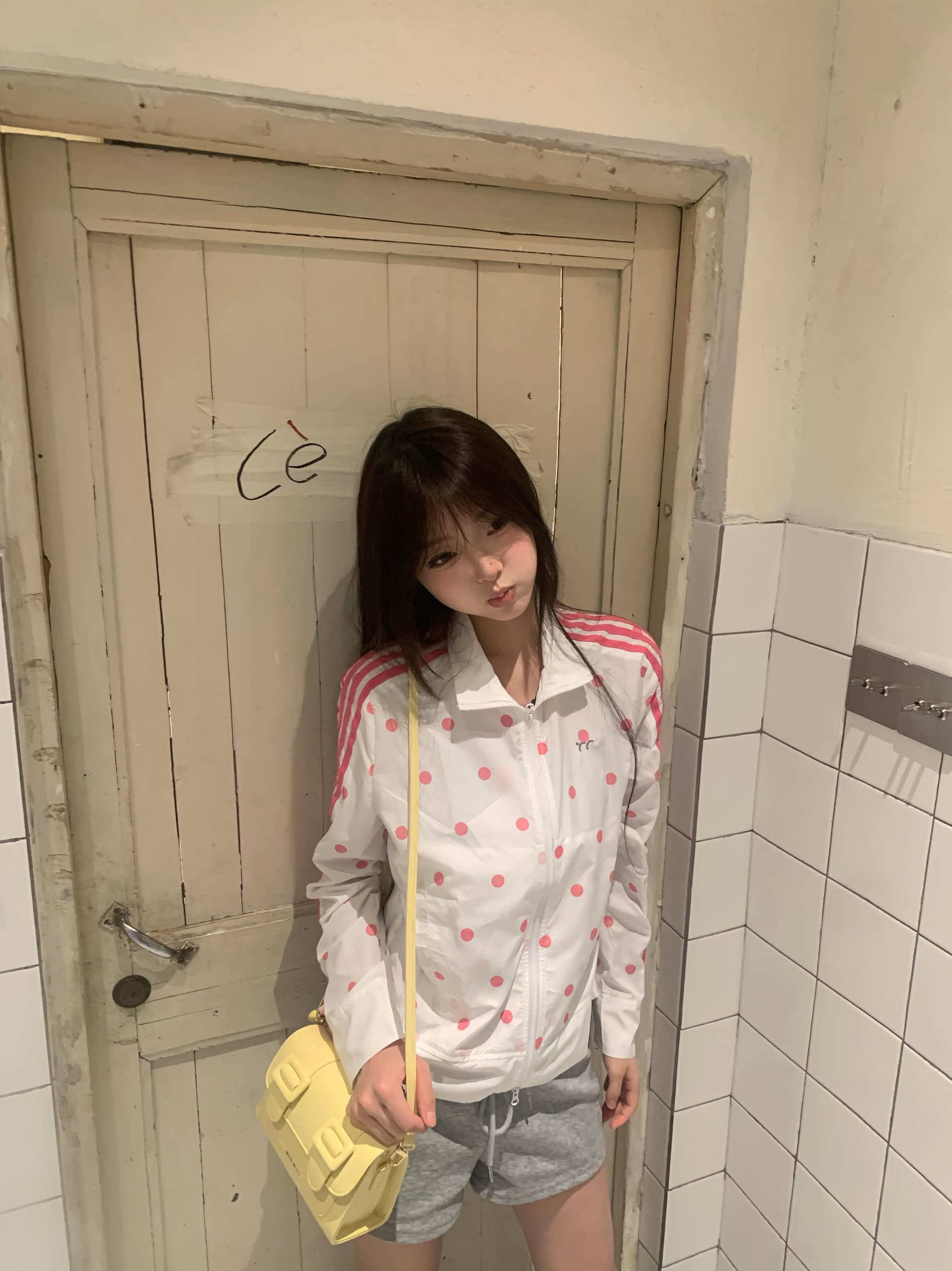 원본 자수 더블 지퍼 폴리 에스터 브로케이드 폴리 에스터 주름 전체 인쇄 도트 무늬 스탠드 칼라 자외선 차단 의류 상세 이미지 5