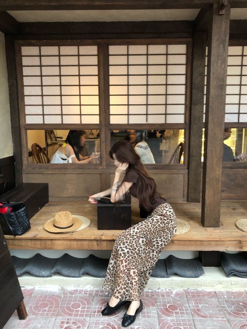 여름 한 부서 폭발 순수한 욕망 커피 색상 반팔 레오파드 무늬 다용도 하이웨이스트 롱 스커트 슬림해 보이는 패션 투피스 슈트 트렌디 상세 이미지 15