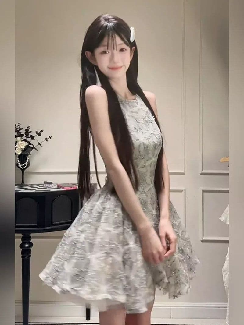 2026 새로운 거품 소매 레이스 디자인 드레스 여름 연령 감소 소녀 센스 레이스 베이비 칼라 달콤함 미니 스커트 이미지 3
