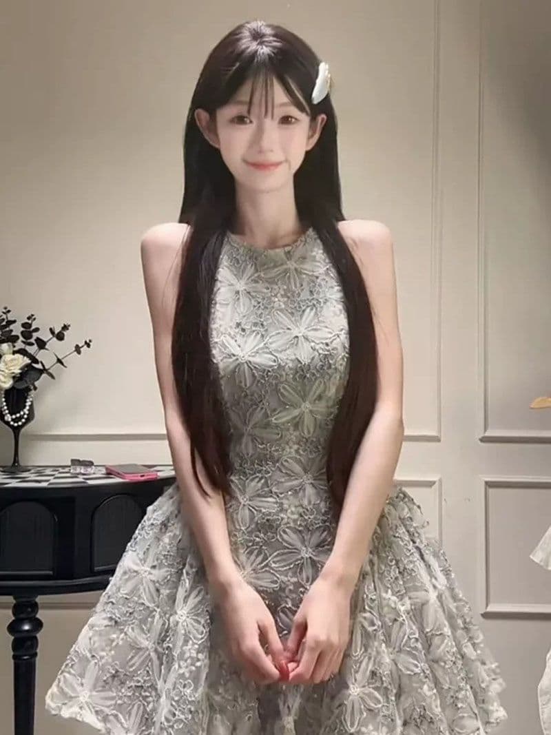 2026 새로운 거품 소매 레이스 디자인 드레스 여름 연령 감소 소녀 센스 레이스 베이비 칼라 달콤함 미니 스커트 상세 이미지 4