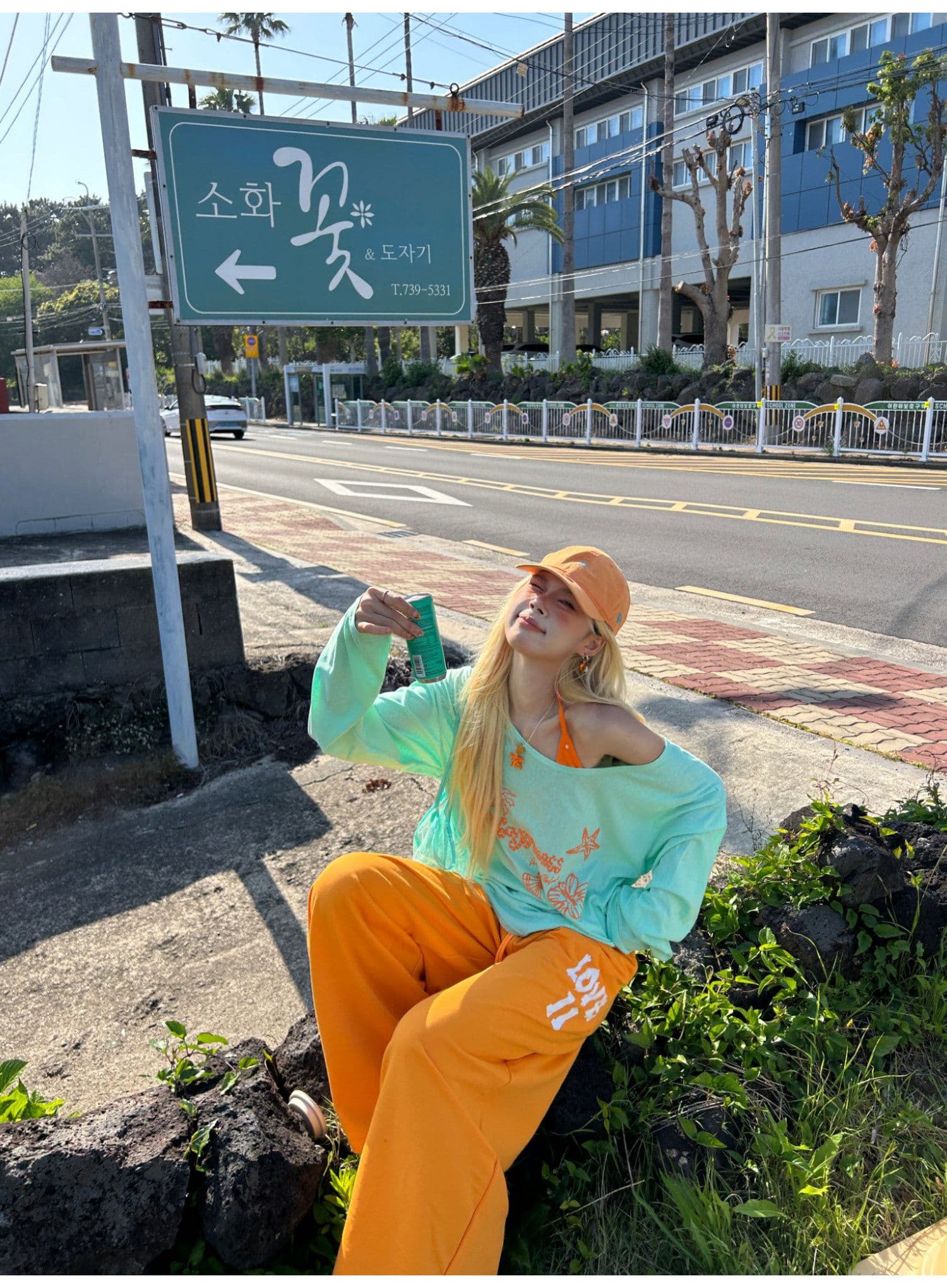 여름 활력 한 부서 연령 감소 비스듬한 어깨 블라우스 맨위 슬립 투피스 세트 루즈핏 넓은 다리 운동 웨이 바지 세트 트렌디 상세 이미지 15