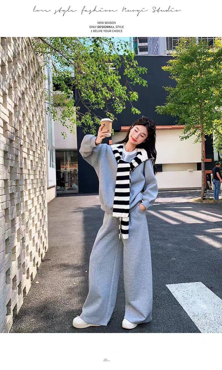 2026 가을 봄 새로운 레트로 패션 라운드 넥 단색 작은 루즈핏 미니멀리즘 재킷 재킷 느긋한 센스 캐주얼 세트 상세 이미지 5