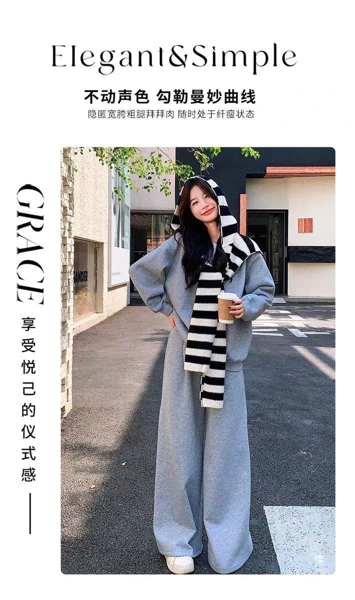 2026 가을 봄 새로운 레트로 패션 라운드 넥 단색 작은 루즈핏 미니멀리즘 재킷 재킷 느긋한 센스 캐주얼 세트 상세 이미지 6