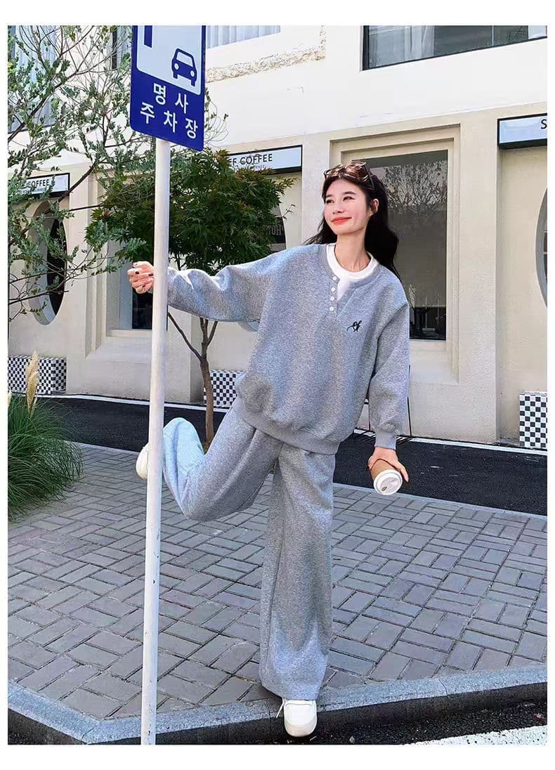 2026 가을 봄 새로운 레트로 패션 라운드 넥 단색 작은 루즈핏 미니멀리즘 재킷 재킷 느긋한 센스 캐주얼 세트 상세 이미지 8