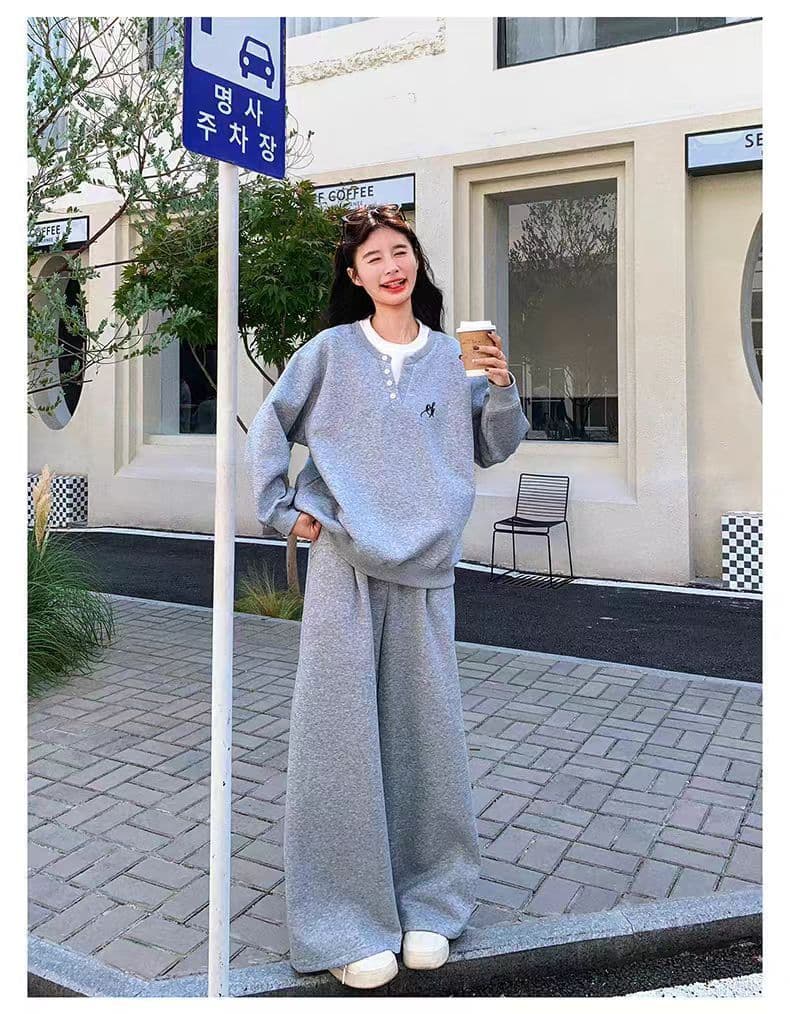 2026 가을 봄 새로운 레트로 패션 라운드 넥 단색 작은 루즈핏 미니멀리즘 재킷 재킷 느긋한 센스 캐주얼 세트 상세 이미지 9