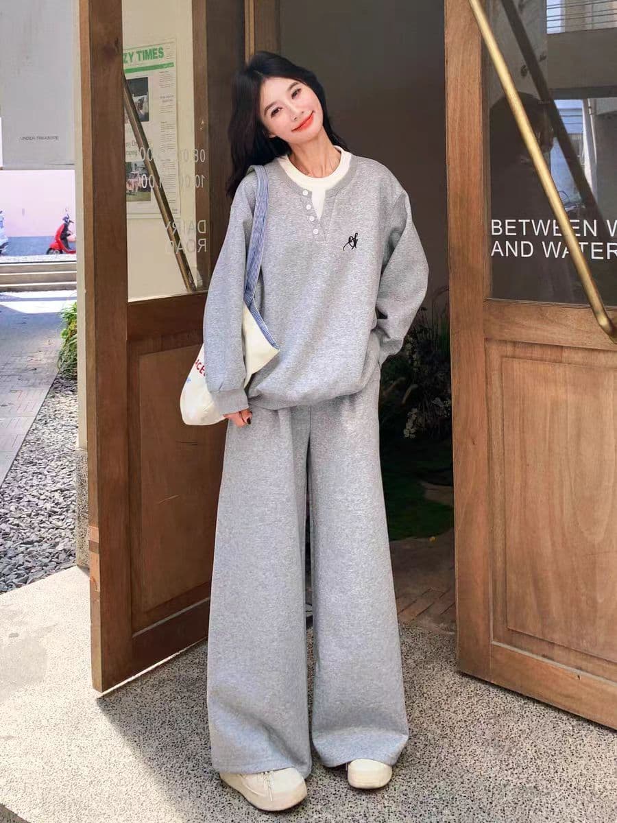 2026 가을 봄 새로운 레트로 패션 라운드 넥 단색 작은 루즈핏 미니멀리즘 재킷 재킷 느긋한 센스 캐주얼 세트 상세 이미지 11