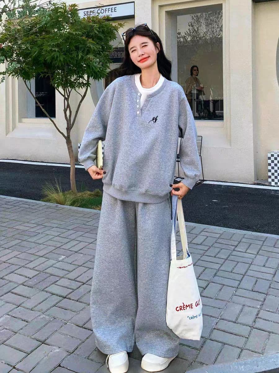2026 가을 봄 새로운 레트로 패션 라운드 넥 단색 작은 루즈핏 미니멀리즘 재킷 재킷 느긋한 센스 캐주얼 세트 상세 이미지 12