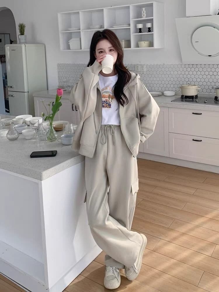 고급 센스 캐주얼 스포츠 슈트 여성 봄 가을 지방 mm 워크웨어 바람 후드티 웨이 바지 투피스 세트 이른 가을 전체 집합 이미지 2