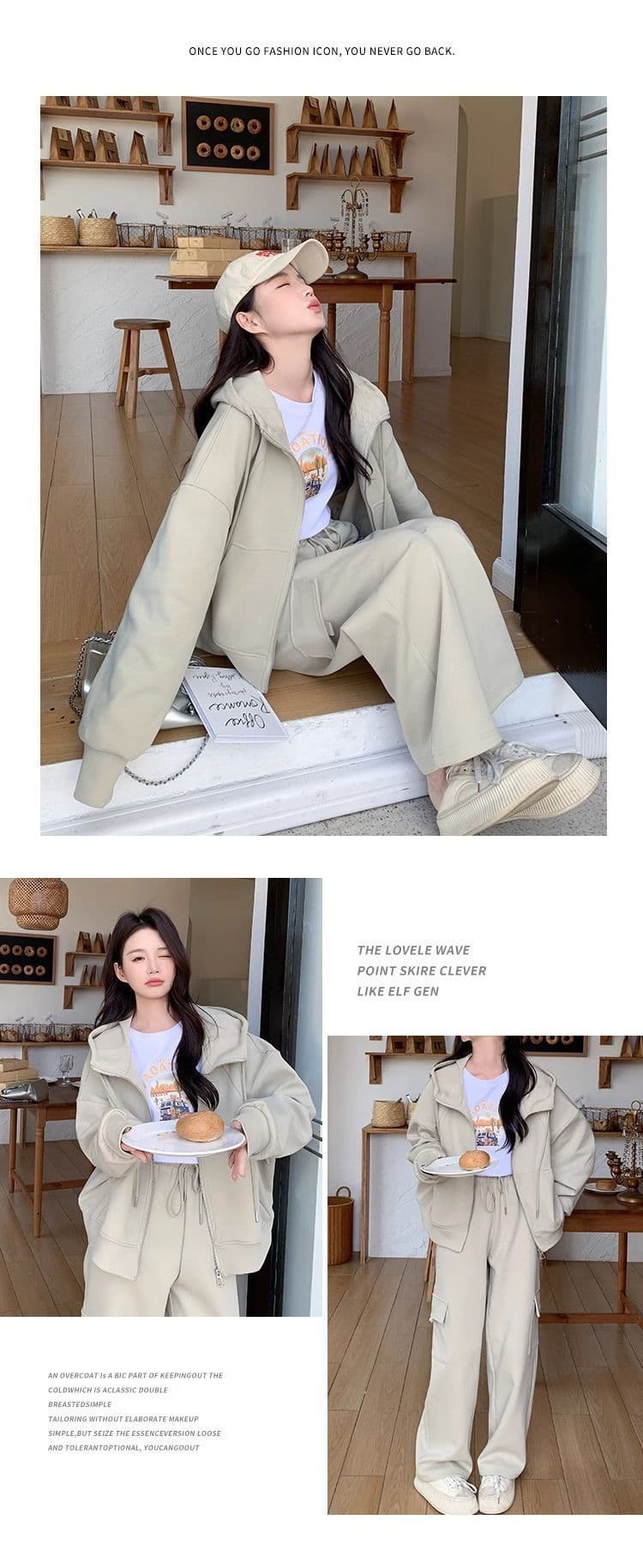 고급 센스 캐주얼 스포츠 슈트 여성 봄 가을 지방 mm 워크웨어 바람 후드티 웨이 바지 투피스 세트 이른 가을 전체 집합 상세 이미지 4