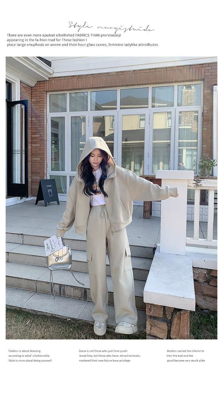 고급 센스 캐주얼 스포츠 슈트 여성 봄 가을 지방 mm 워크웨어 바람 후드티 웨이 바지 투피스 세트 이른 가을 전체 집합 상세 이미지 5