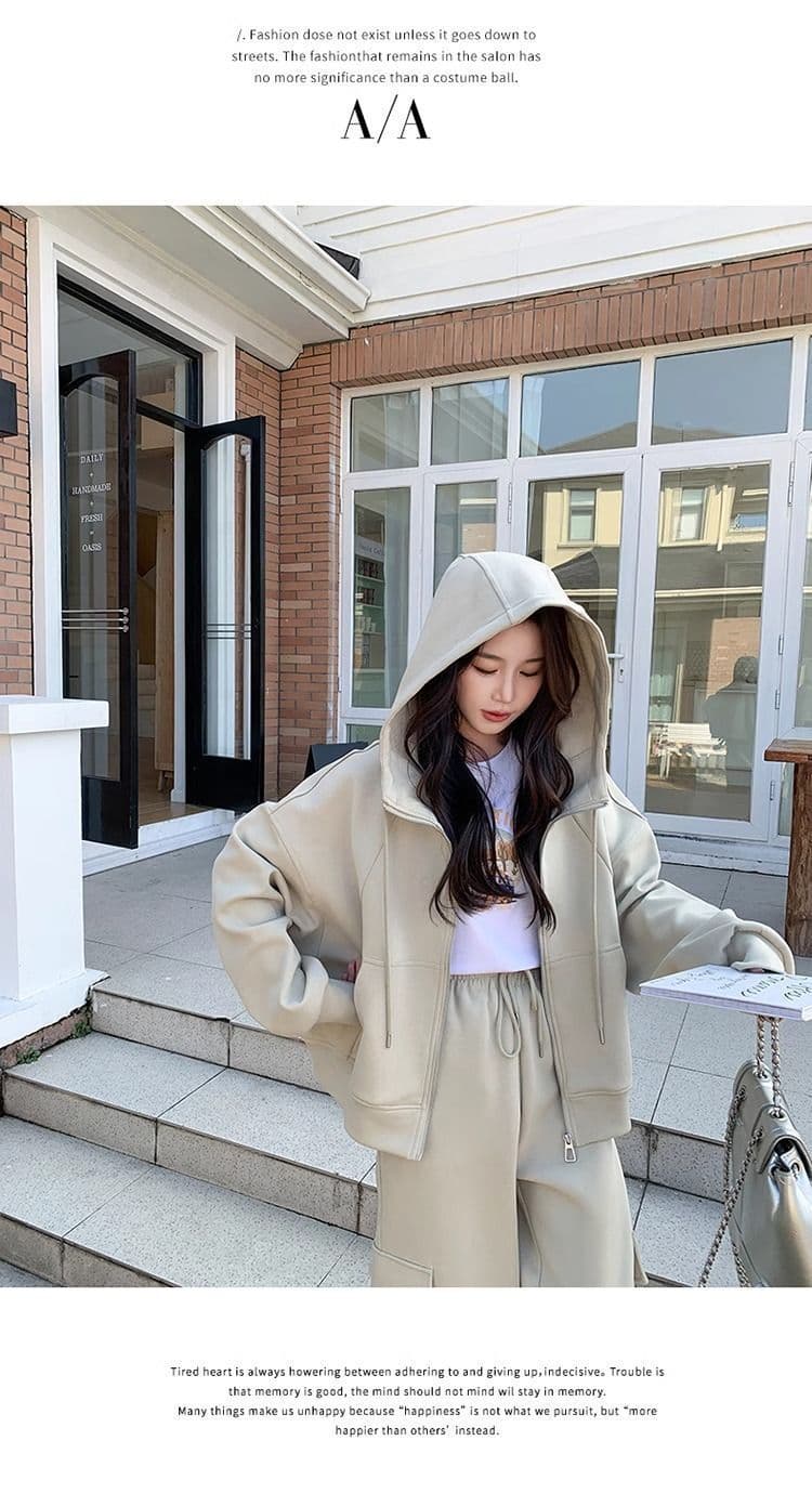 고급 센스 캐주얼 스포츠 슈트 여성 봄 가을 지방 mm 워크웨어 바람 후드티 웨이 바지 투피스 세트 이른 가을 전체 집합 상세 이미지 8