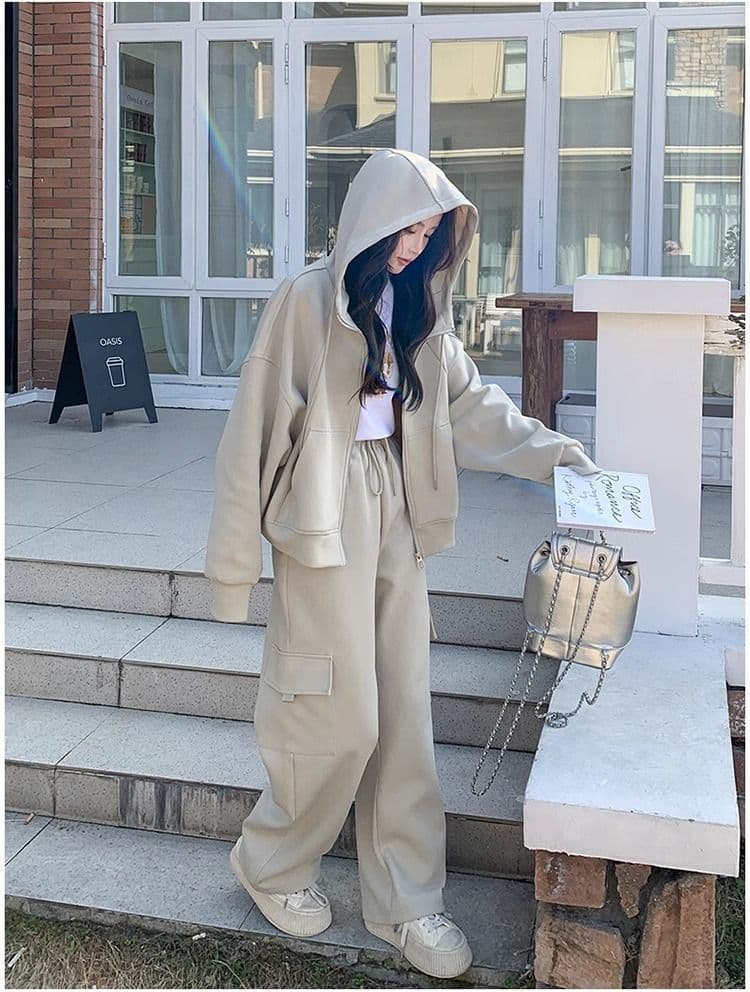 고급 센스 캐주얼 스포츠 슈트 여성 봄 가을 지방 mm 워크웨어 바람 후드티 웨이 바지 투피스 세트 이른 가을 전체 집합 상세 이미지 9