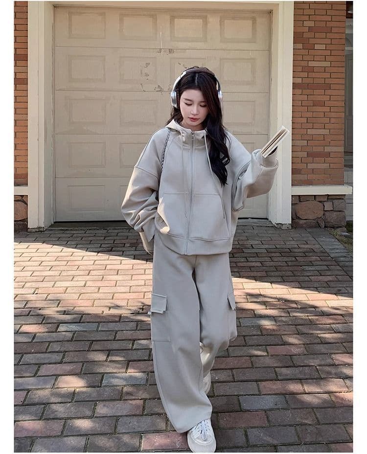 고급 센스 캐주얼 스포츠 슈트 여성 봄 가을 지방 mm 워크웨어 바람 후드티 웨이 바지 투피스 세트 이른 가을 전체 집합 상세 이미지 12