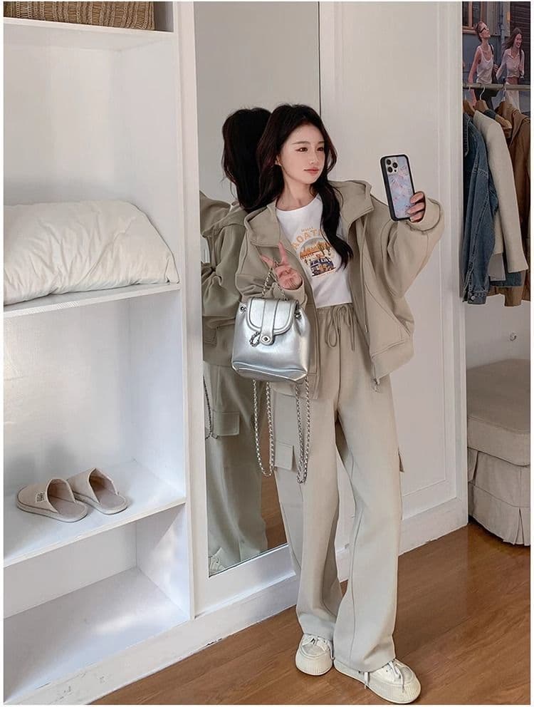 고급 센스 캐주얼 스포츠 슈트 여성 봄 가을 지방 mm 워크웨어 바람 후드티 웨이 바지 투피스 세트 이른 가을 전체 집합 상세 이미지 16