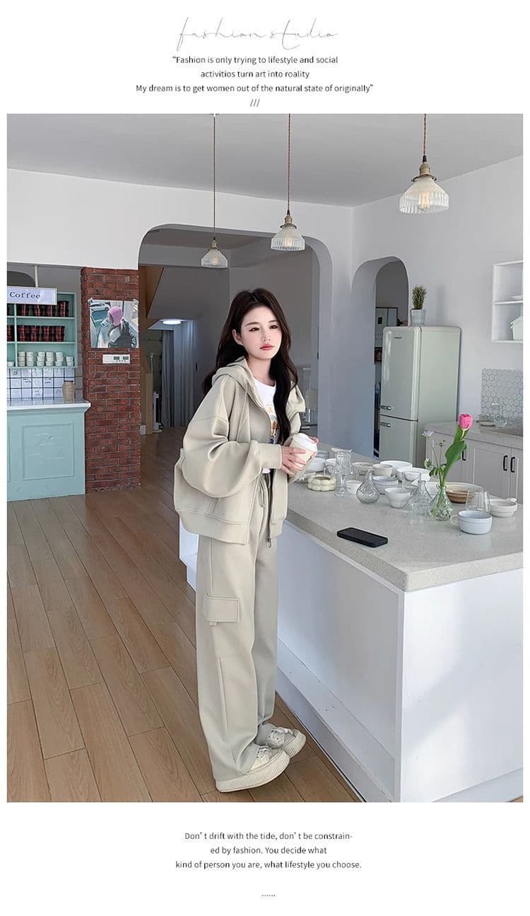 고급 센스 캐주얼 스포츠 슈트 여성 봄 가을 지방 mm 워크웨어 바람 후드티 웨이 바지 투피스 세트 이른 가을 전체 집합 상세 이미지 17