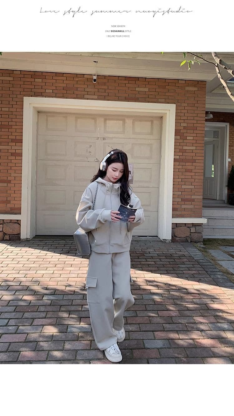 고급 센스 캐주얼 스포츠 슈트 여성 봄 가을 지방 mm 워크웨어 바람 후드티 웨이 바지 투피스 세트 이른 가을 전체 집합 상세 이미지 20