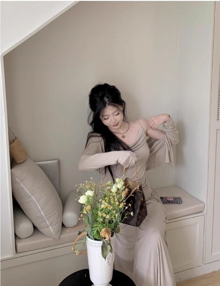 캐주얼 세트 여성 2026 봄 가을 니트 슬립 오픈 가디건 와이드 레그 팬츠 느슨함 착용 코디 패션 3종 세트 상세 이미지 2