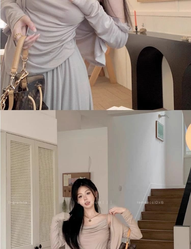 캐주얼 세트 여성 2026 봄 가을 니트 슬립 오픈 가디건 와이드 레그 팬츠 느슨함 착용 코디 패션 3종 세트 상세 이미지 20