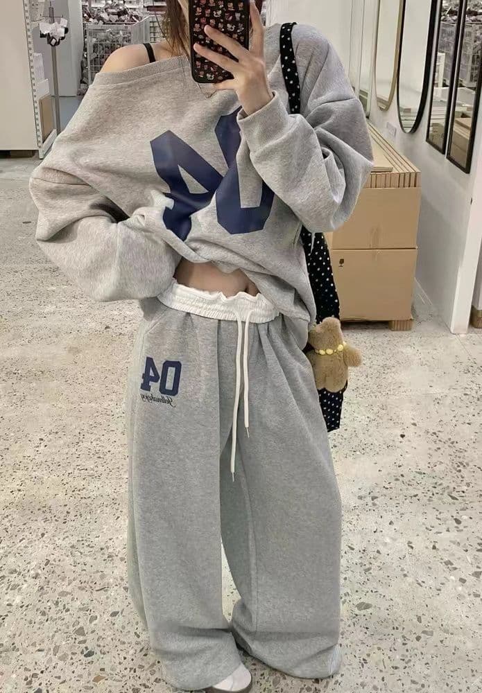 아메리칸 후드티 스포츠 슈트 여성 가을 한국 스타일 루즈핏 슬림해 보이는 와이드 레그 팬츠 캐주얼 투피스 세트 인터넷 유명인 패션 트렌디 상세 이미지 6