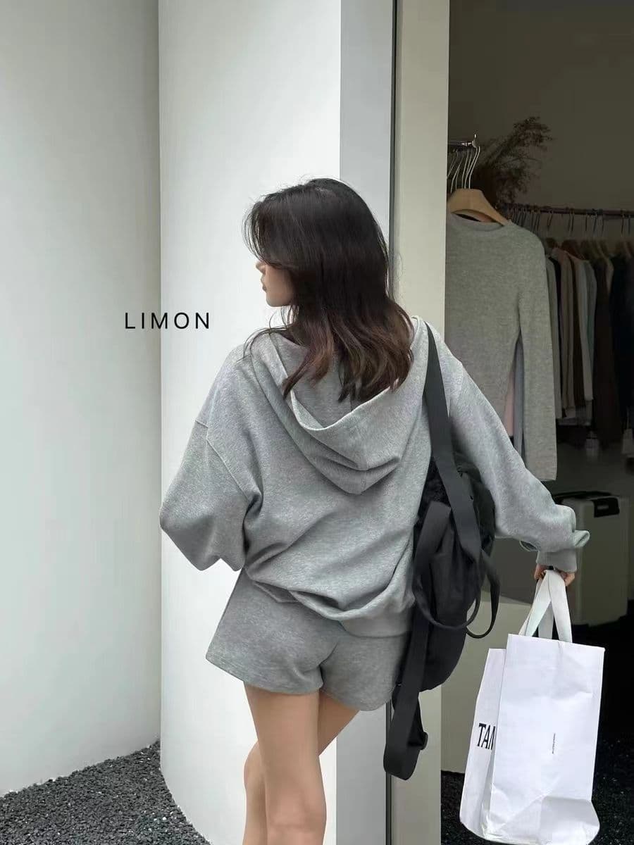 캐주얼 세트 여성 봄 가을 아메리칸 레트로 루즈핏 V넥 느긋한 바람 후드 긴팔 후드티 반바지 투피스 세트 트렌디 상세 이미지 7