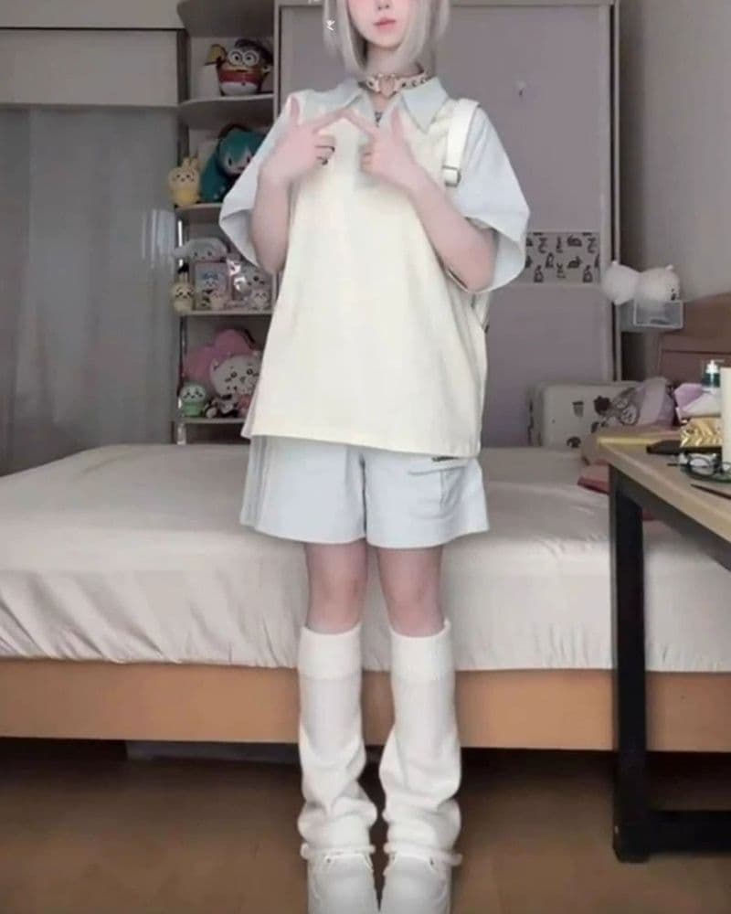 학생 스포츠 슈트 여성 여름 도파민 착용 가져 가라. 전체 집합 캐주얼 두 조각 반팔 반바지 상세 이미지 6