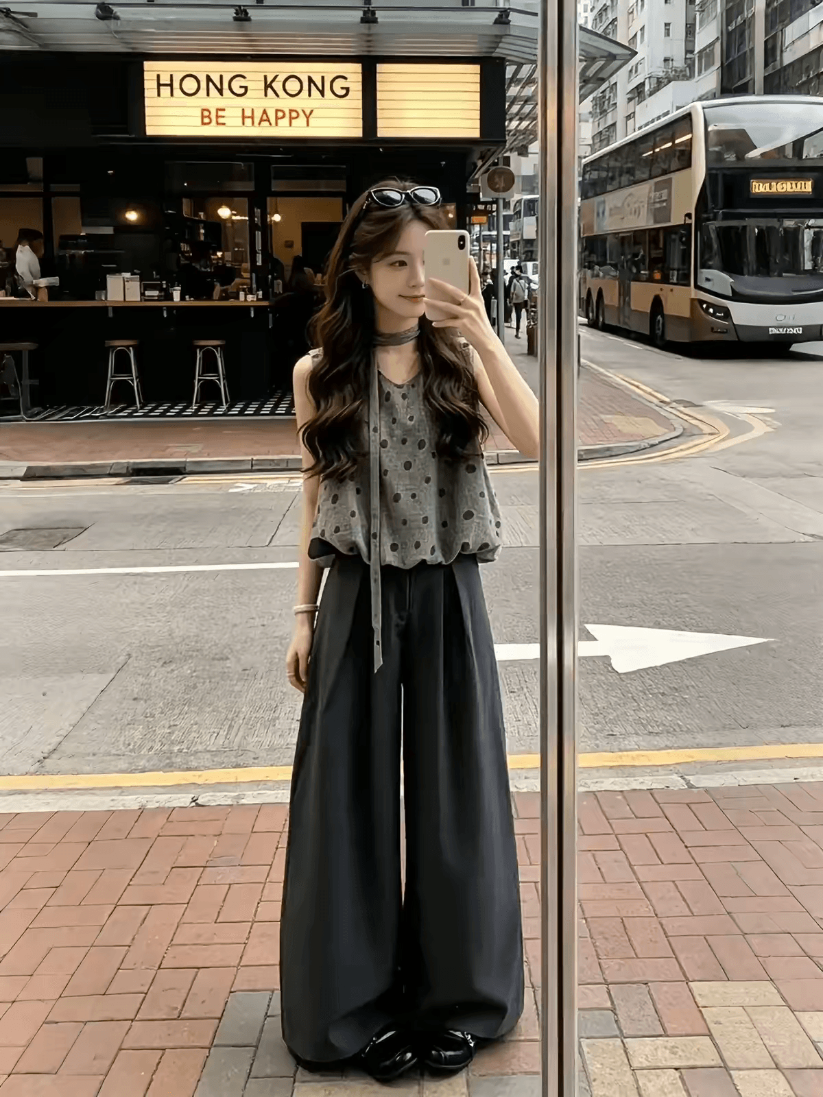 여름 ootd 착용 가져 가라. 전체 집합 2026 새로운 한 부서 아름다운 민소매 도트 무늬 맨위 와이드 레그 팬츠 두 조각 여성 세트 상세 이미지 10