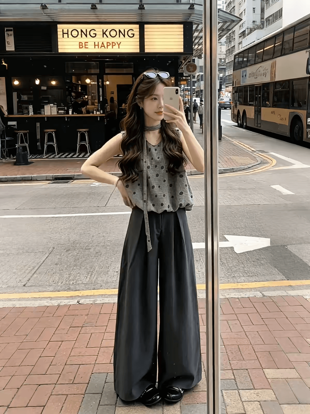 여름 ootd 착용 가져 가라. 전체 집합 2026 새로운 한 부서 아름다운 민소매 도트 무늬 맨위 와이드 레그 팬츠 두 조각 여성 세트 상세 이미지 11