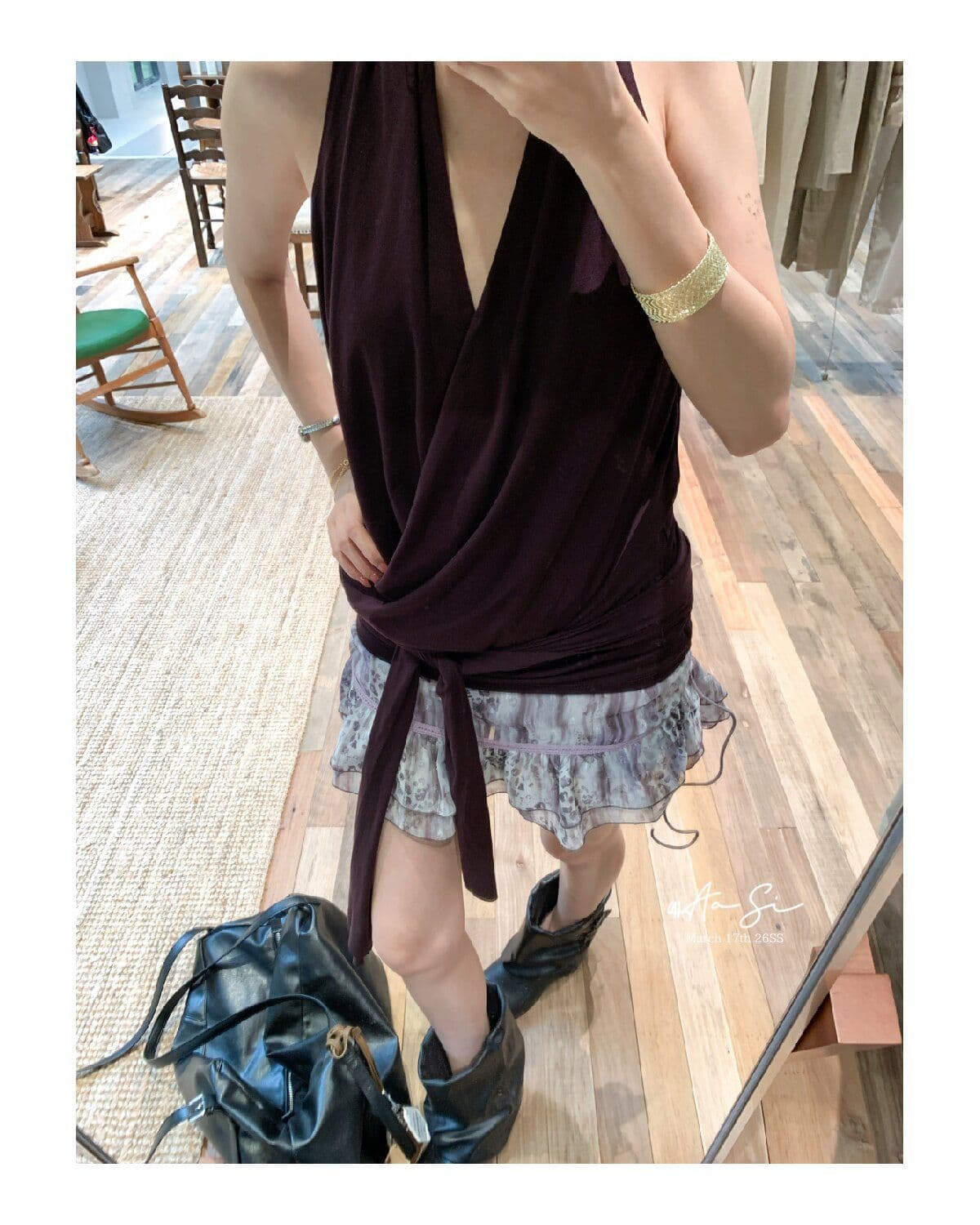 프랑스식 품격 커피 색상 V넥 행침 목 민소매 캐미솔 2026 여름 디스플레이 레오파드 무늬 도트 무늬 미니 스커트 세트 상세 이미지 8