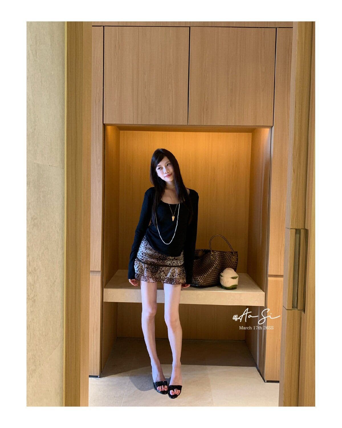 프랑스식 품격 커피 색상 V넥 행침 목 민소매 캐미솔 2026 여름 디스플레이 레오파드 무늬 도트 무늬 미니 스커트 세트 상세 이미지 15