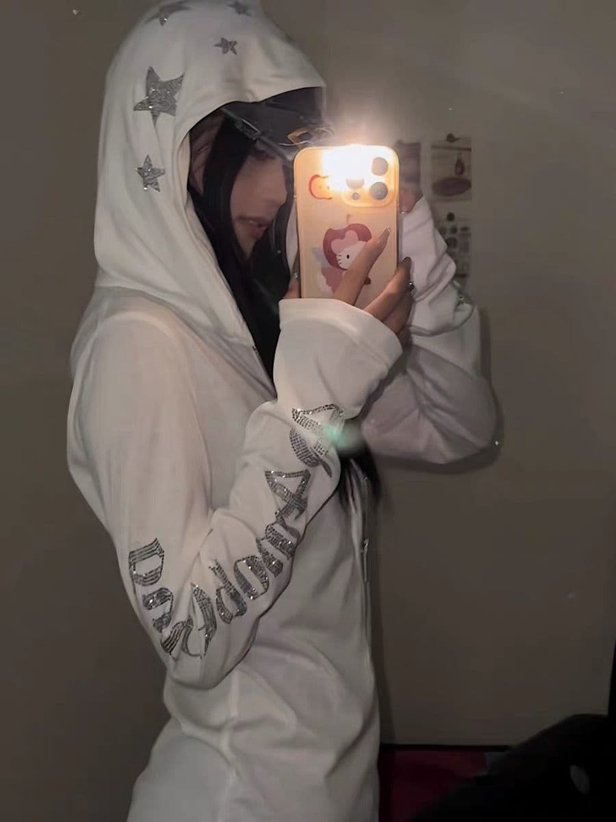 더블 모자 압력 훈련 밝은 총 색상 티타늄 합금 지퍼 국방 눈꽃 면 자외선 차단 블라우스 여성