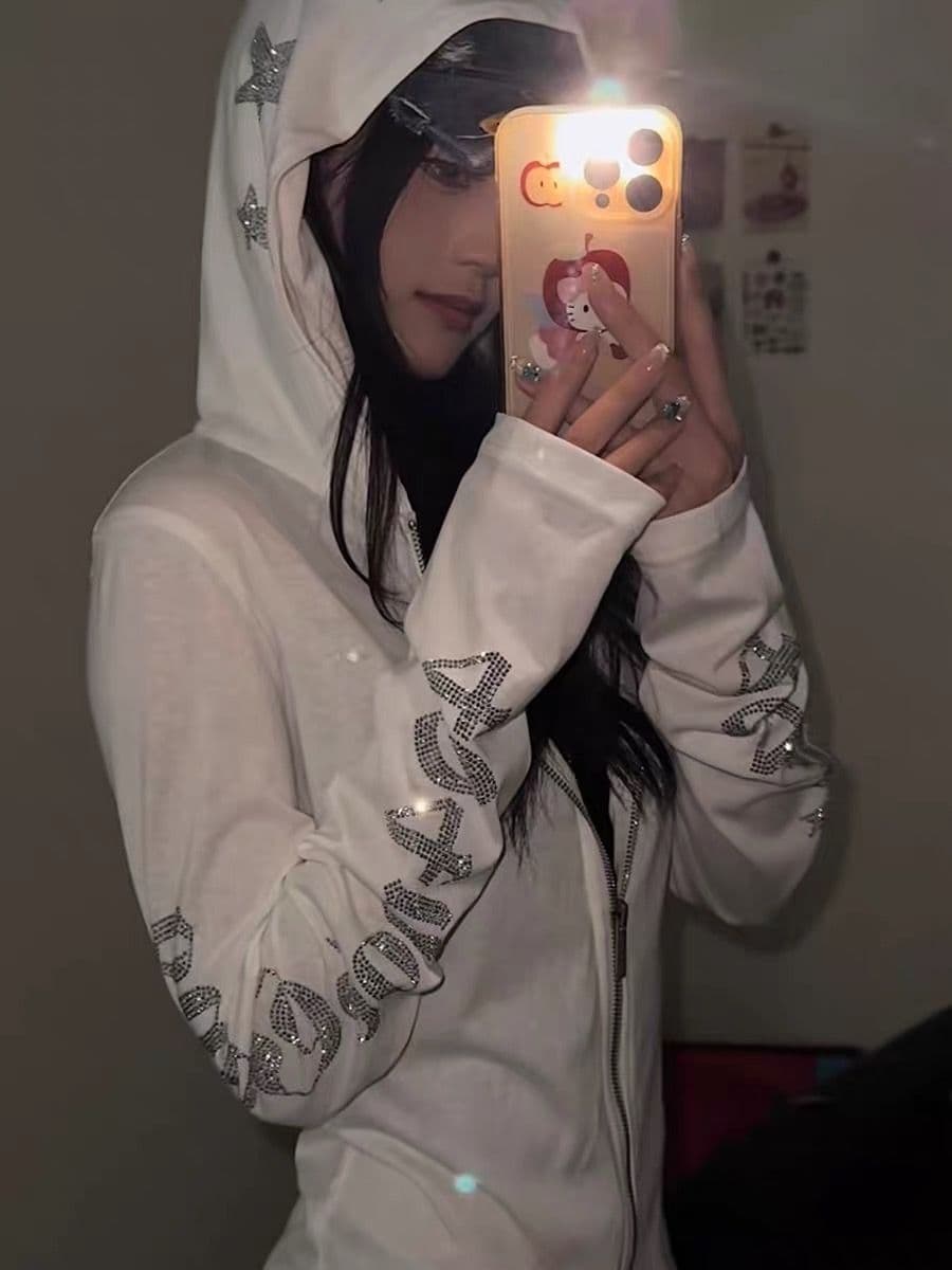 더블 모자 압력 훈련 밝은 총 색상 티타늄 합금 지퍼 국방 눈꽃 면 자외선 차단 블라우스 여성 이미지 3
