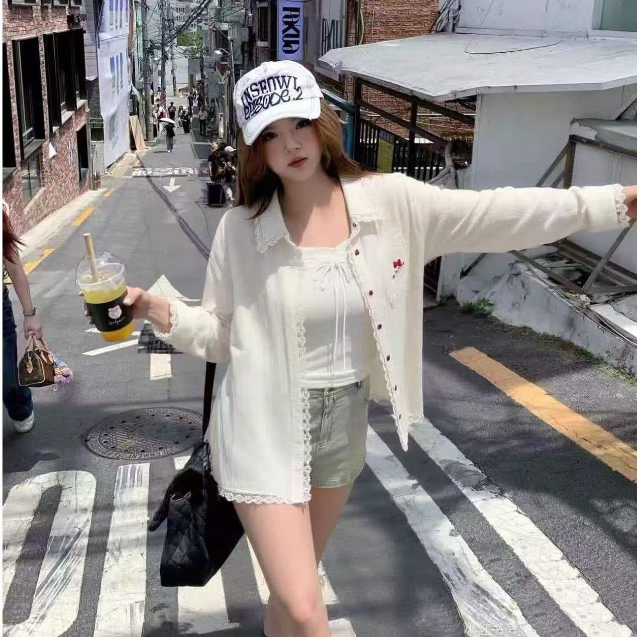 원본 솜씨 원본 원단 kt 고양이 자수 긴팔 셔츠 루즈핏 느긋한 바람 얇은 스타일 재킷 태양 보호 셔츠 여성 여름 이미지 2