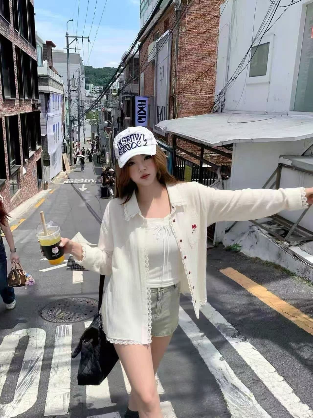 원본 솜씨 원본 원단 kt 고양이 자수 긴팔 셔츠 루즈핏 느긋한 바람 얇은 스타일 재킷 태양 보호 셔츠 여성 여름 상세 이미지 8