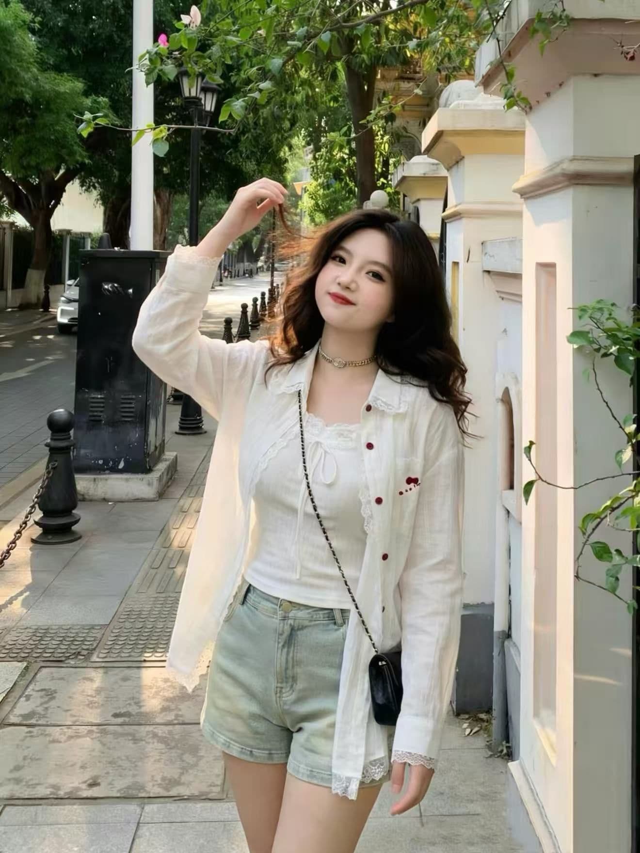 원본 솜씨 원본 원단 kt 고양이 자수 긴팔 셔츠 루즈핏 느긋한 바람 얇은 스타일 재킷 태양 보호 셔츠 여성 여름 상세 이미지 9