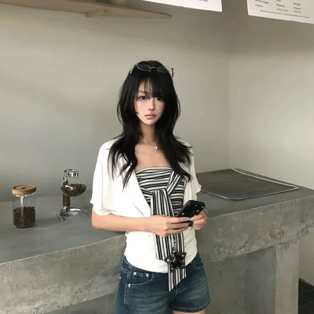 한 부서 배트윙 소매 반팔 티셔츠 블라우스 튜브탑 투피스 조끼 여성 여름 디자인 센스 작은 대중 그레이트 봐. 의류