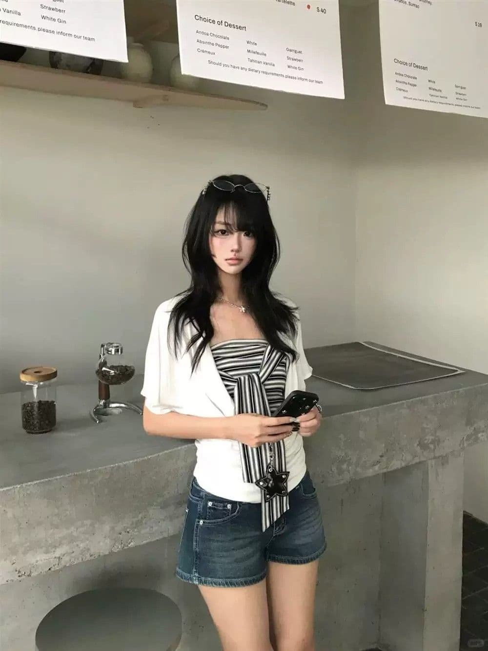 한 부서 배트윙 소매 반팔 티셔츠 블라우스 튜브탑 투피스 조끼 여성 여름 디자인 센스 작은 대중 그레이트 봐. 의류 상세 이미지 6