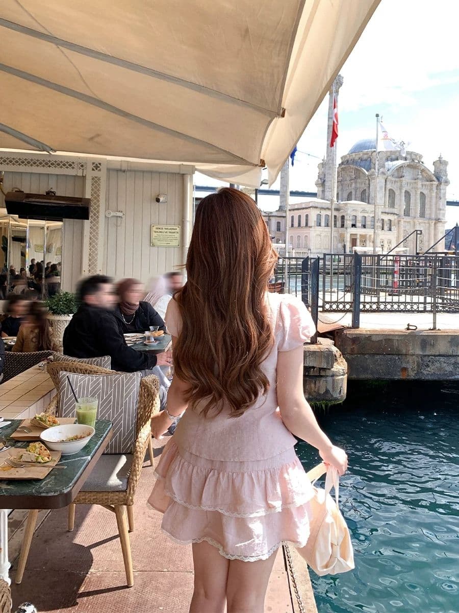 애니 아니요 화재 소녀 센스 베이비 칼라 셔츠 케이크 드레스 세트 그룹 여성 마이크로 지방 빅 사이즈 핑크색 슬림해 보이는 투피스 세트 상세 이미지 1