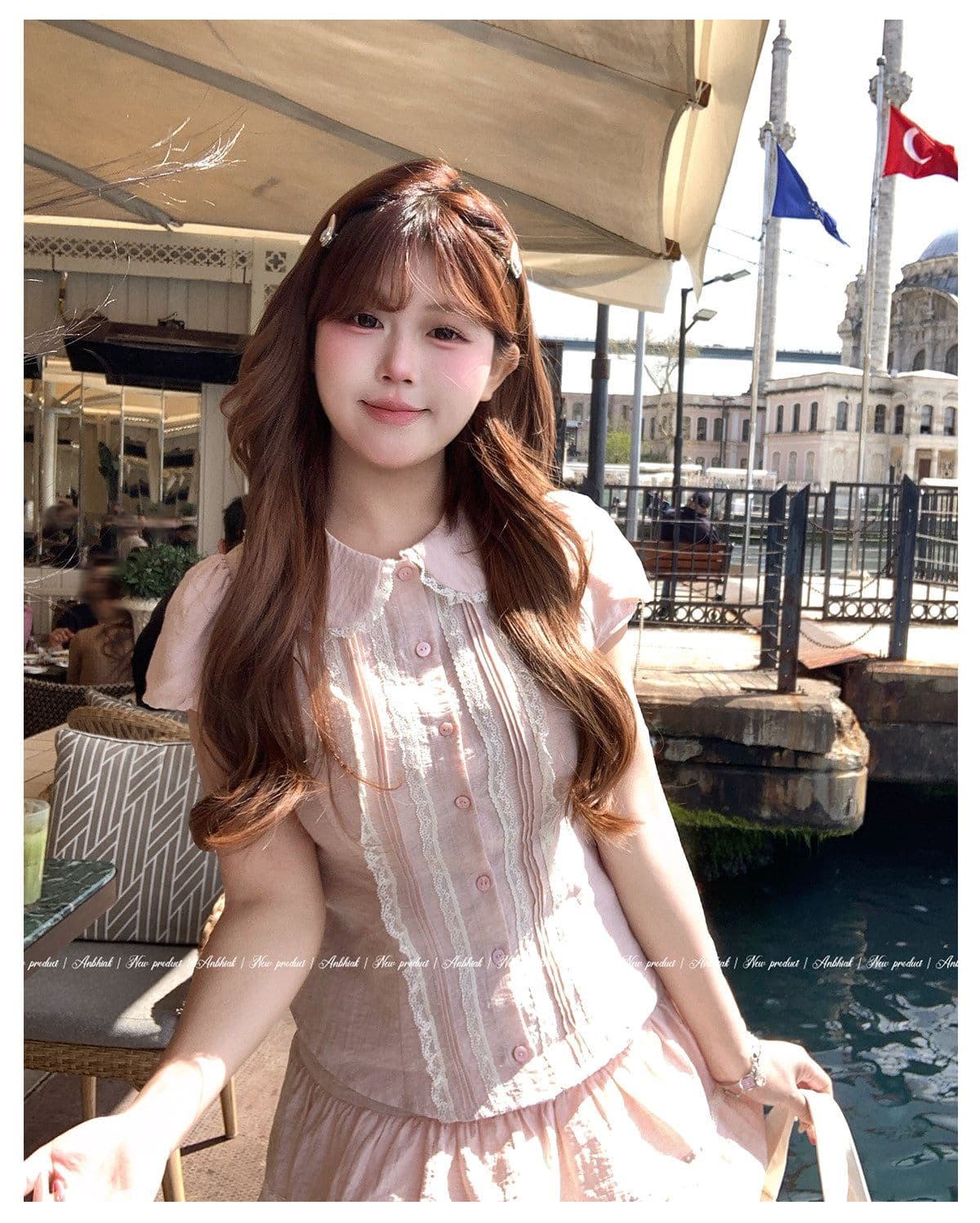 애니 아니요 화재 소녀 센스 베이비 칼라 셔츠 케이크 드레스 세트 그룹 여성 마이크로 지방 빅 사이즈 핑크색 슬림해 보이는 투피스 세트 상세 이미지 13