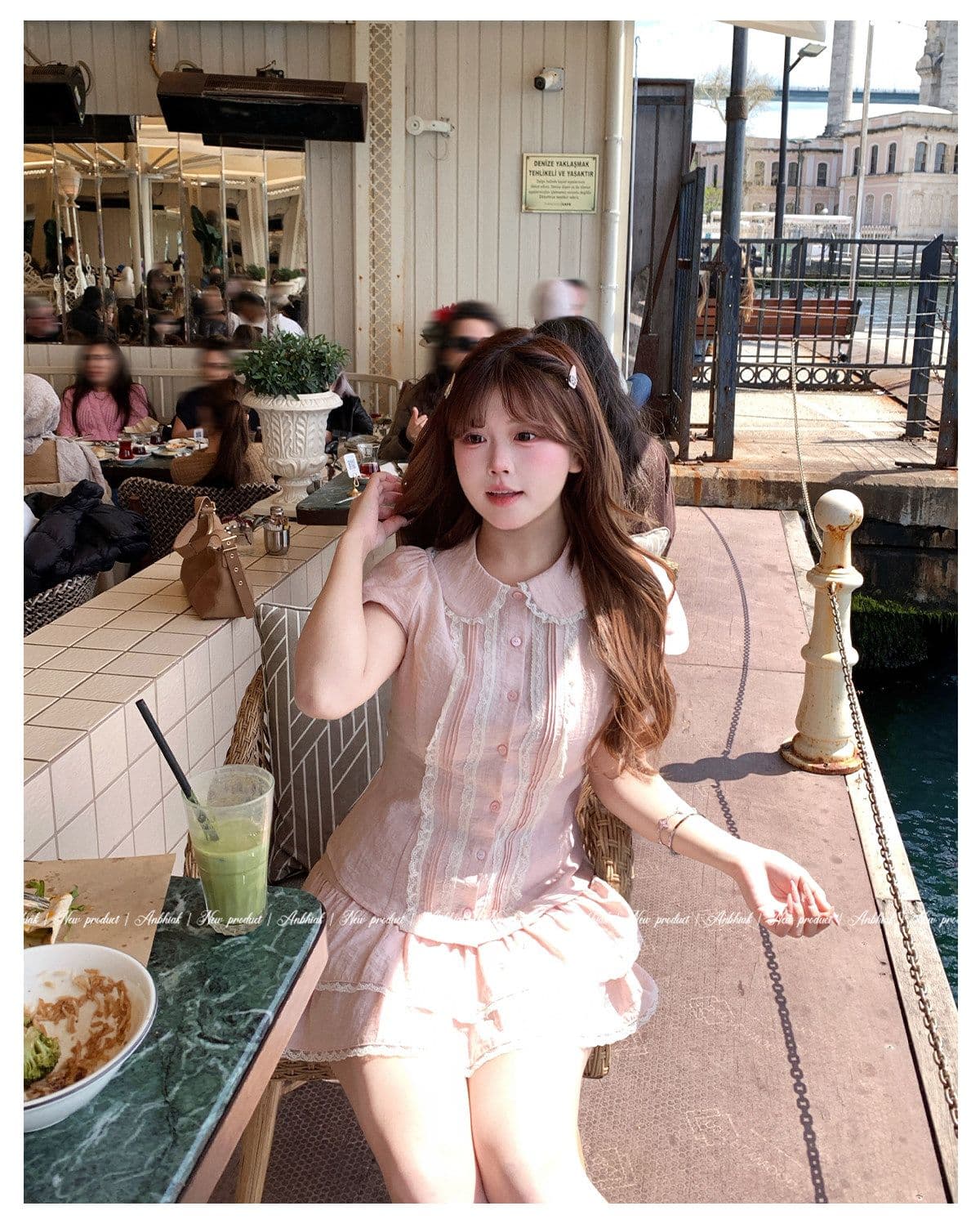 애니 아니요 화재 소녀 센스 베이비 칼라 셔츠 케이크 드레스 세트 그룹 여성 마이크로 지방 빅 사이즈 핑크색 슬림해 보이는 투피스 세트 상세 이미지 16