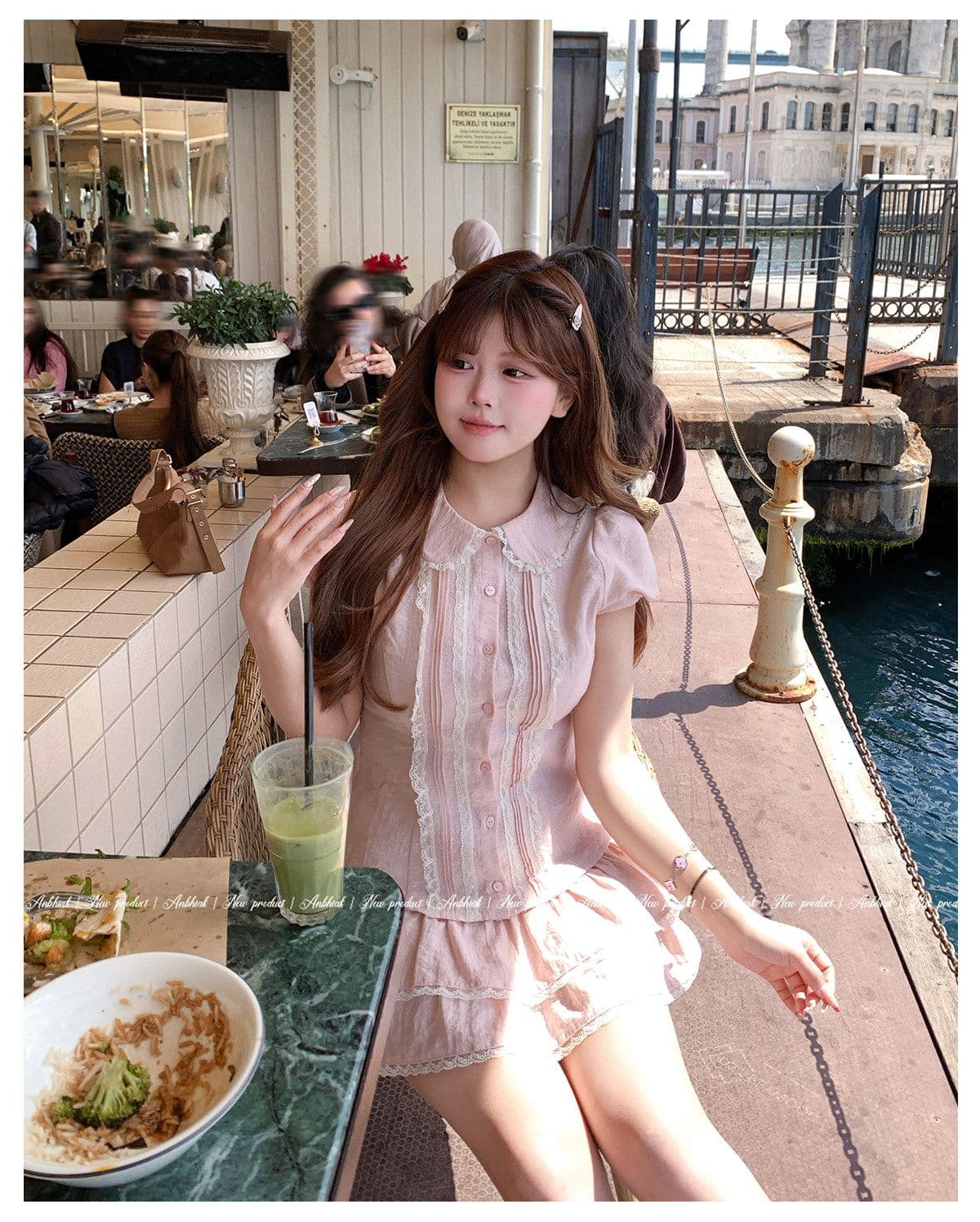 애니 아니요 화재 소녀 센스 베이비 칼라 셔츠 케이크 드레스 세트 그룹 여성 마이크로 지방 빅 사이즈 핑크색 슬림해 보이는 투피스 세트 상세 이미지 17