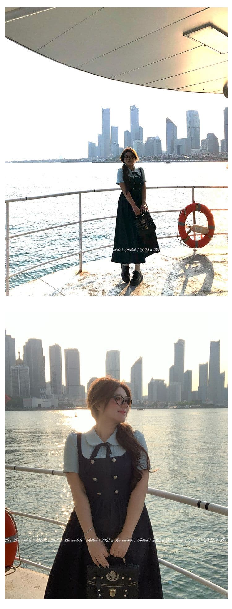 애니 아니요 화재 해상 암호 영국식 학원 스타일 배색 여성 드레스 마이크로 지방 빅 사이즈 허리 수축 페이크 레이어드 치마 상세 이미지 12