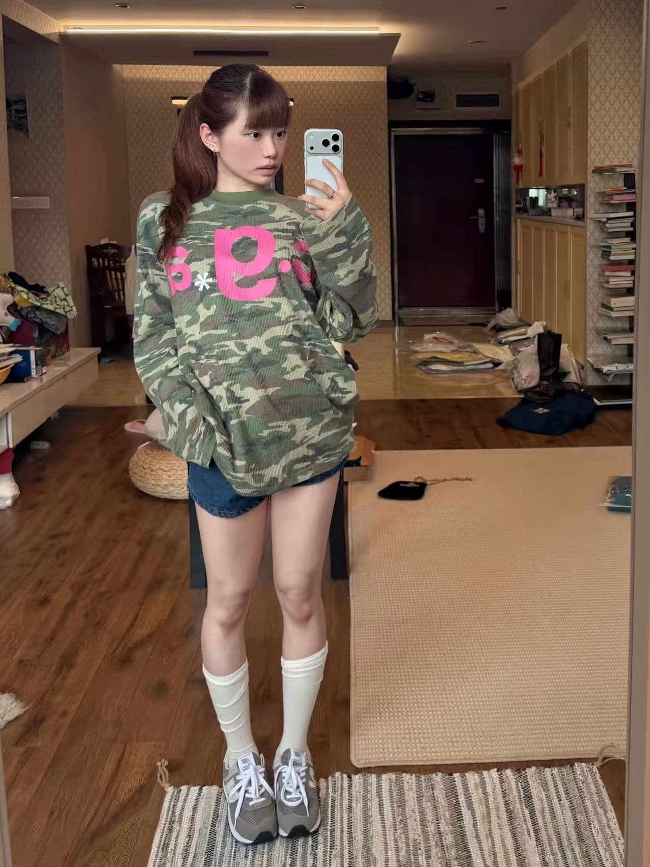 65 35 후아 남편 그리드 250그램 긴팔 티셔츠 여성 이미지 3