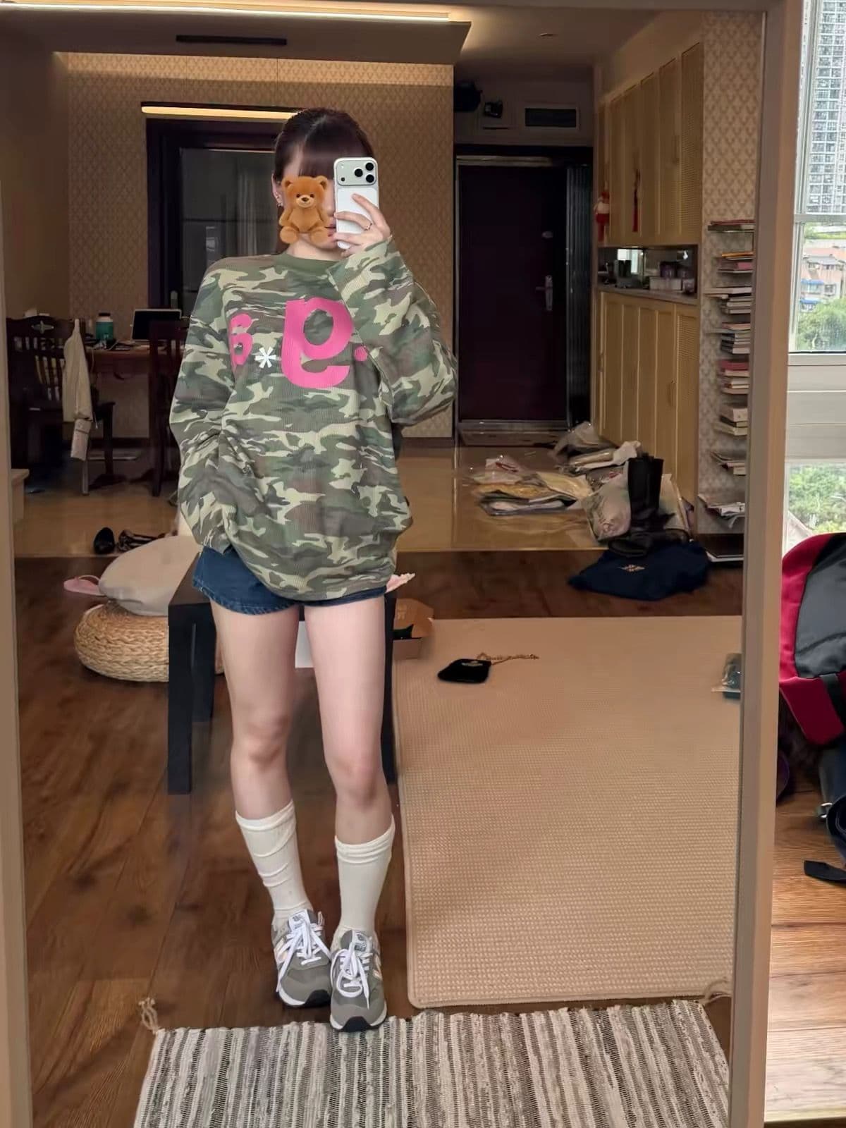 65 35 후아 남편 그리드 250그램 긴팔 티셔츠 여성 이미지 2