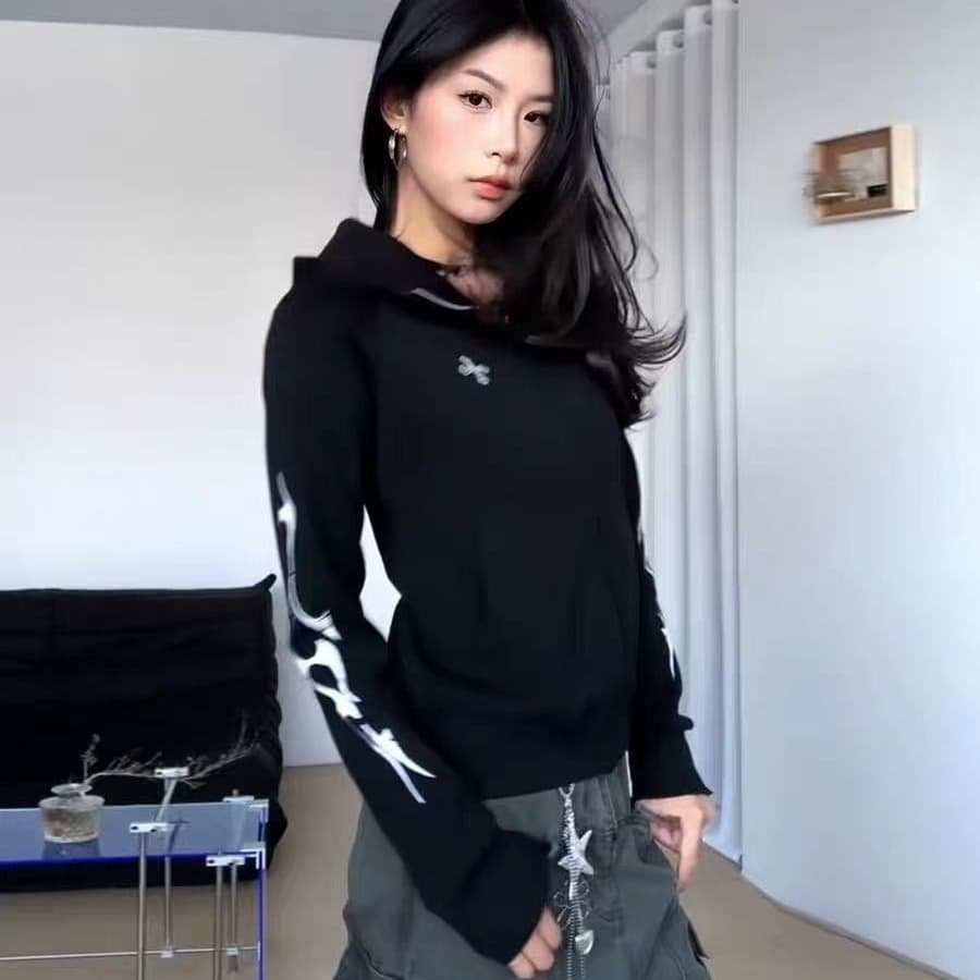 원본 솜씨 순수한 Mianhua 면 복합 후드티 여성 이미지 5