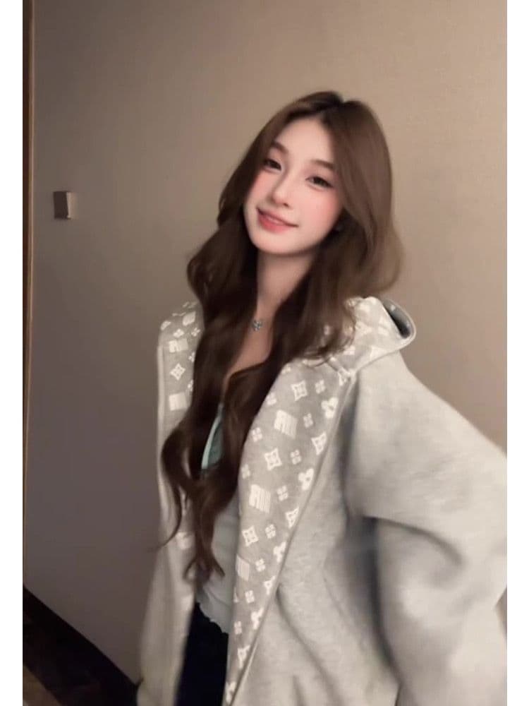 얇은 스타일 털이 있는 인사이드 펌프 원본 천 프린트 원본 솜씨 순수한 Mianhua 면 복합 후드티 여성 상세 이미지 4