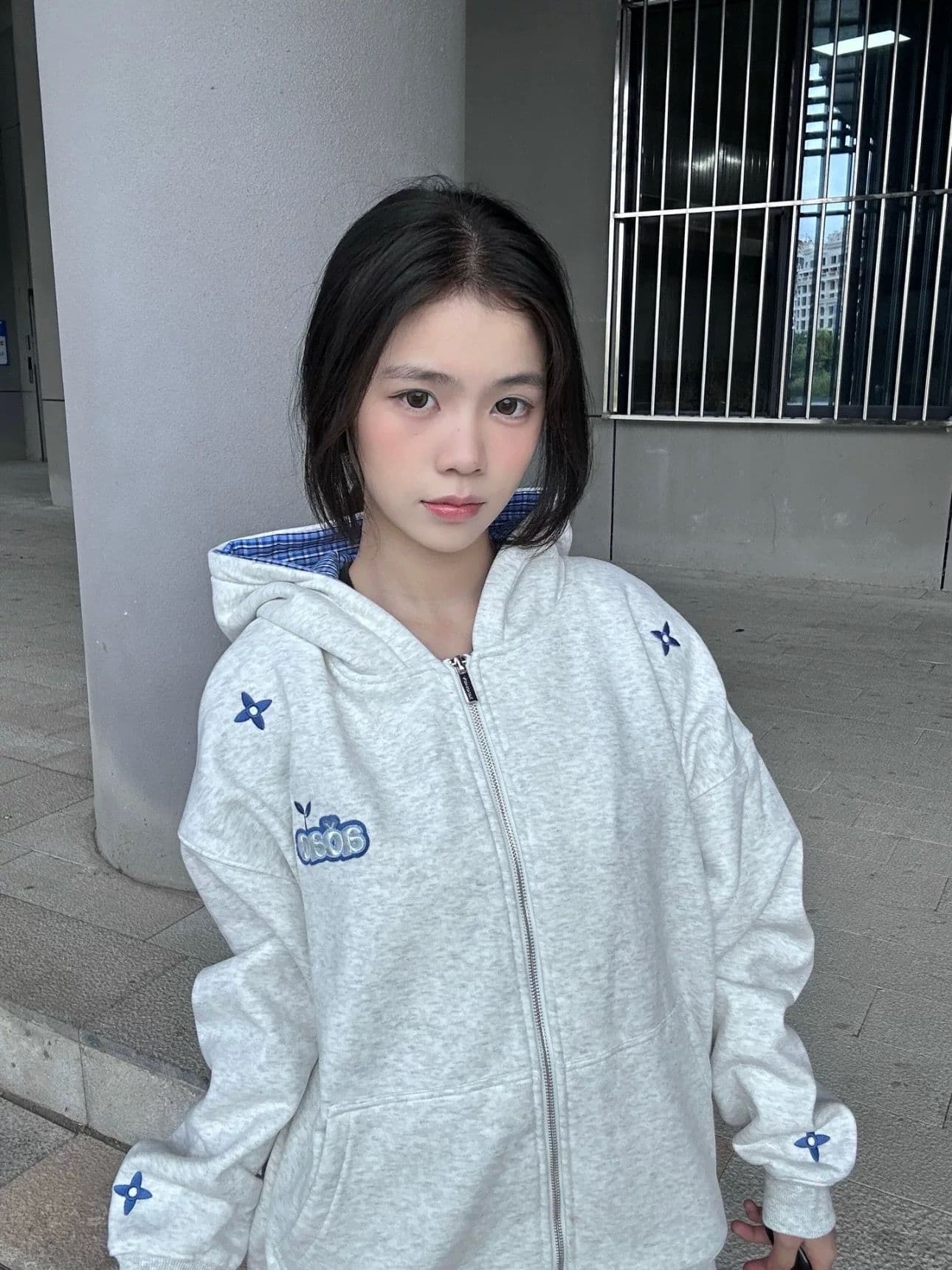 얇은 스타일 털이 있는 원본 솜씨 순수한 Mianhua 면 복합 후드티 여성 상세 이미지 4