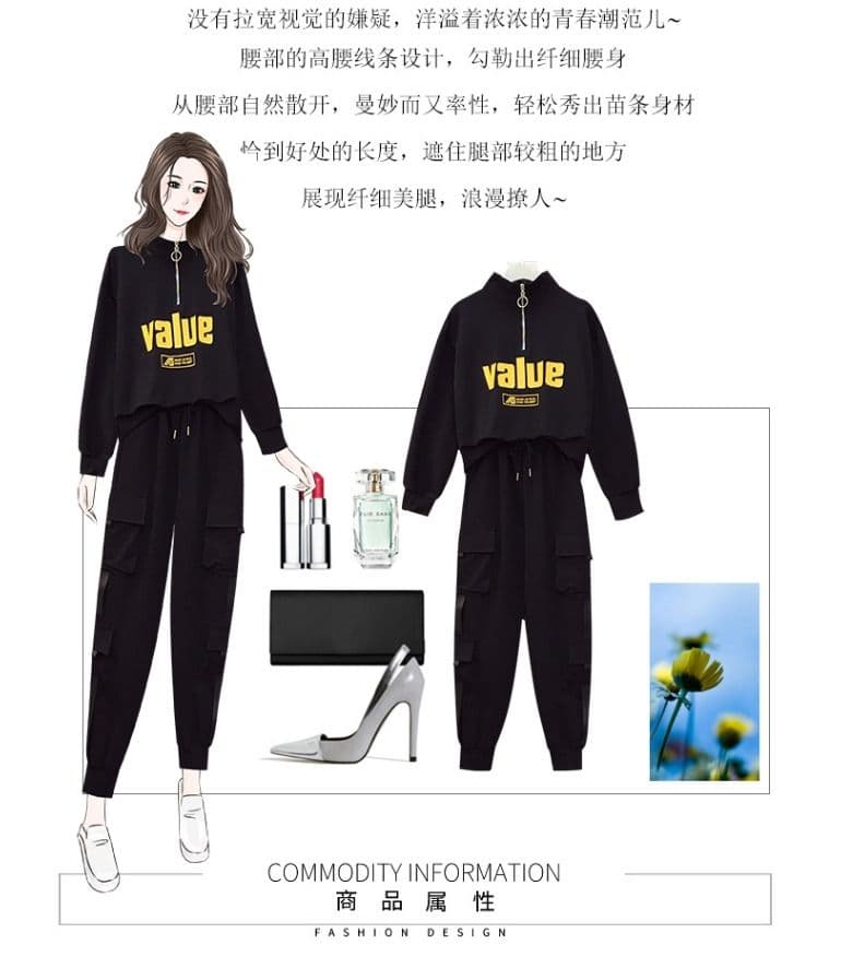 95 면 캐주얼 스포츠 슈트 여성 2026 조수 브랜드 루즈핏 웃음 하 봄 워크웨어 팬츠 캐주얼 투피스 세트 트렌디 상세 이미지 3