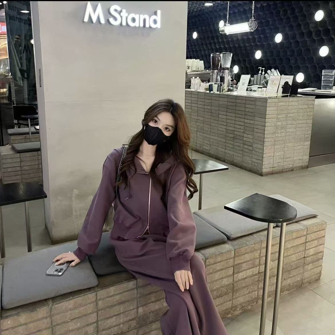 패션 운동복 세트 여성 2026 년 봄 가을 새로운 품격 다용도 후드 티 스웨터 와이드 레그 팬츠 투피스 세트 상세 이미지 5