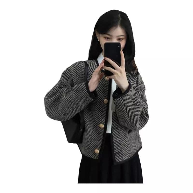 작은 대중 프랑스식 레트로 작은 샤넬 스타일 여성 코트 가을 의상 2026 새로운 스트라이프 쇼트 스타일 재킷 오픈 가디건 맨위 상세 이미지 11