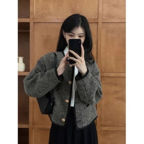 작은 대중 프랑스식 레트로 작은 샤넬 스타일 여성 코트 가을 의상 2026 새로운 스트라이프 쇼트 스타일 재킷 오픈 가디건 맨위 상세 이미지 12